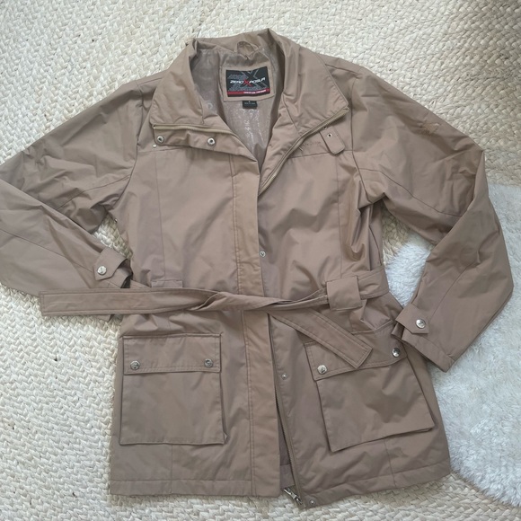 🦤 Women’s weather proof coat zero exposure tan trench coat style S - Picture 1 of 13